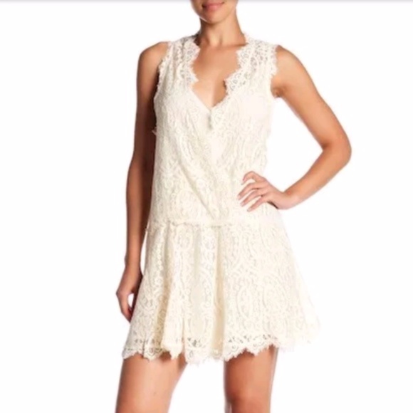 Free People Dresses & Skirts - Free People Dress Ivory Lace Mini W/ Slip NWT SM